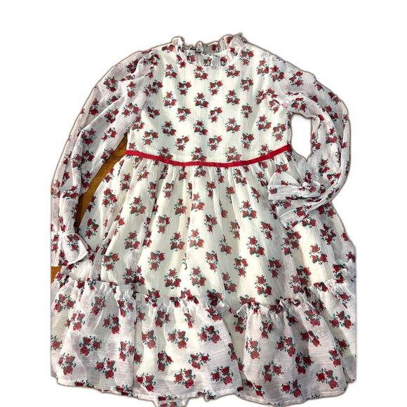 Janie and Jack Dress Cream and Sugar Rose Holiday Frills Christmas Size 10 Girls - Picture 3 of 5